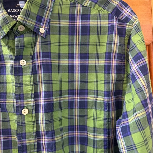 Saddlebred Green and Blue Plaid Button Down Shirt Men’s M - Picture 4 of 10